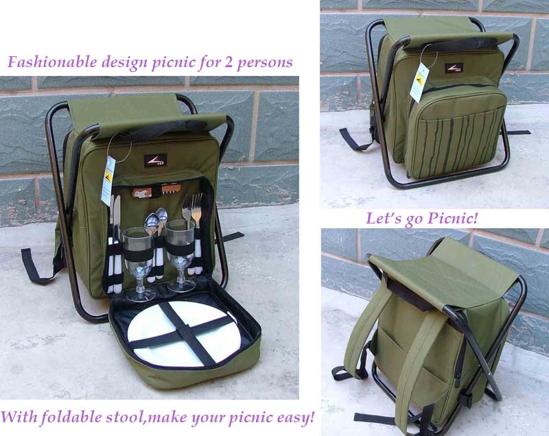 Picnic Backpack With Foldable Stool