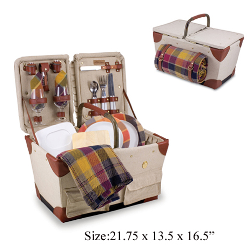 Wooden Picnic Basket for 2 persons use