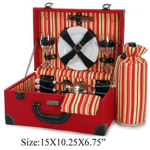 Wooden Picnic Basket for 2 persons use